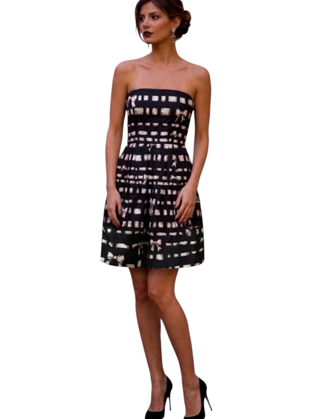Valentino Strapless Black and Cream Dress Size 2 XS - Picture 4 of 12